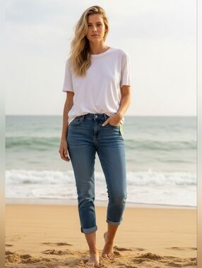 Maurices Super Skinny Crop Classic Mid-Rise Jeans in Medium Blue Fall Stretch